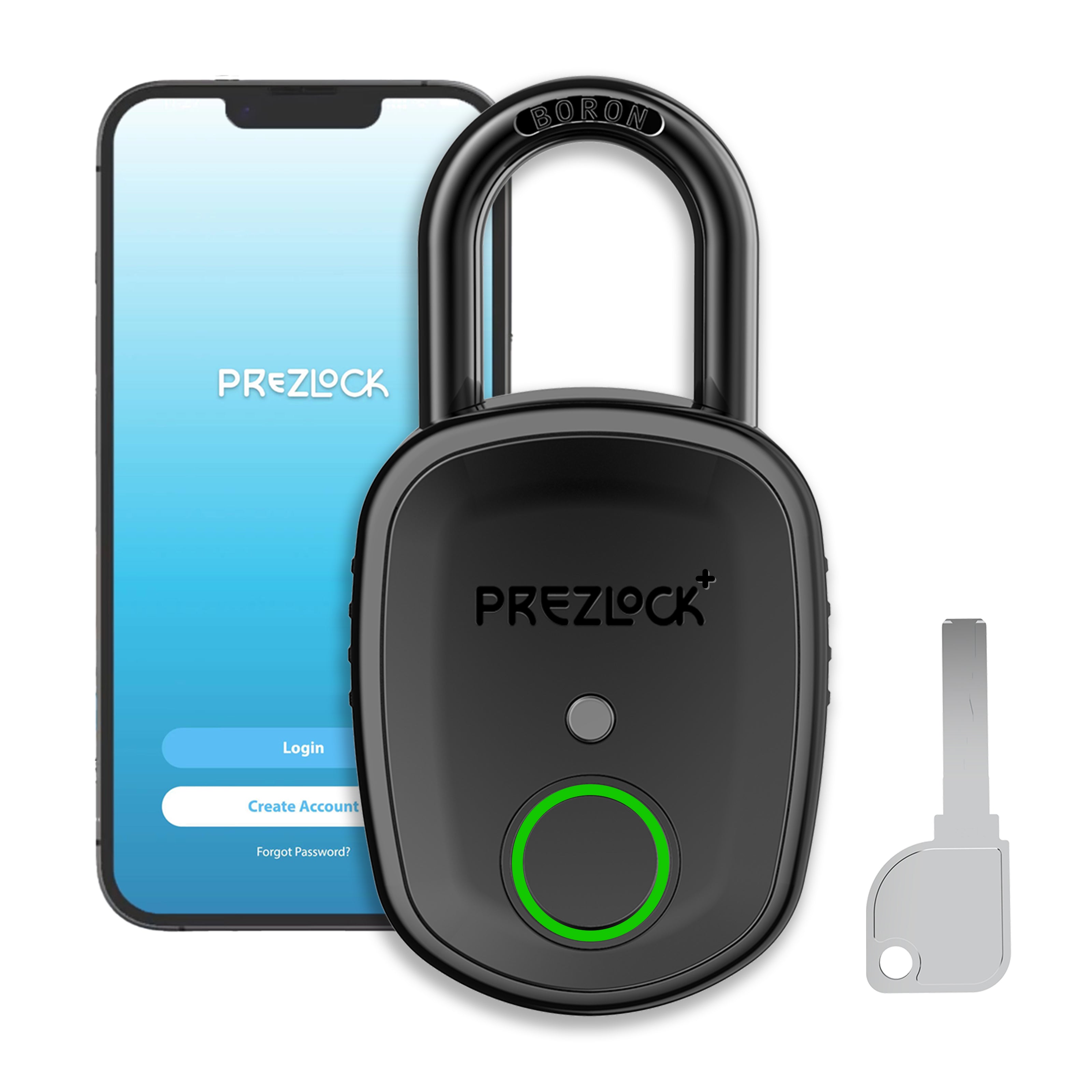 Smart Fingerprint Padlock With Key Backup by Prezlock